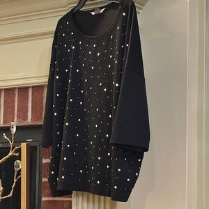 Peter Nygard Black Pullover with Silver Accents